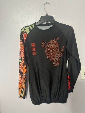 Black & Orange Long Sleeve Graphic Tee